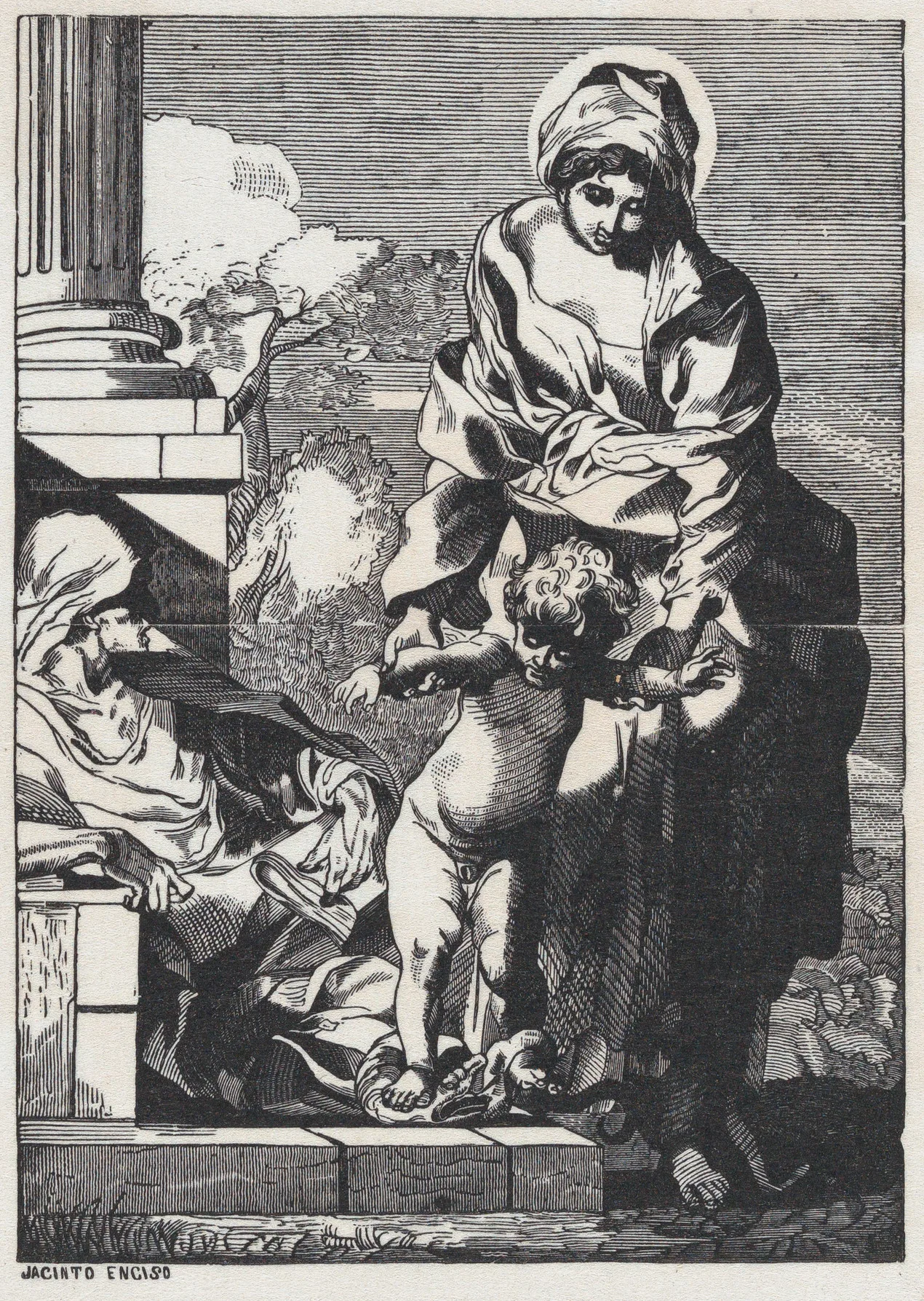 The Virgin helping baby Jesus take his first steps — Jacinto Enciso