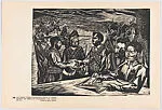Plate 38: after capturing Matamoros the rebel (constitutionlist) troops distribute hacienda land to the peasantry , from the portfolio 'Estampas de la revolución Mexicana' (prints of the Mexican Revolution) — Ignacio Aguirre|Taller de Gráfica Popular