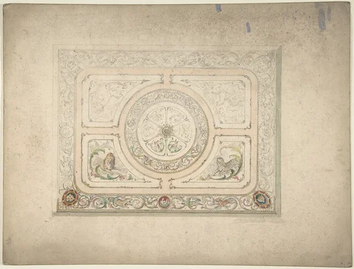 Design for a Ceiling with Lion and Lioness