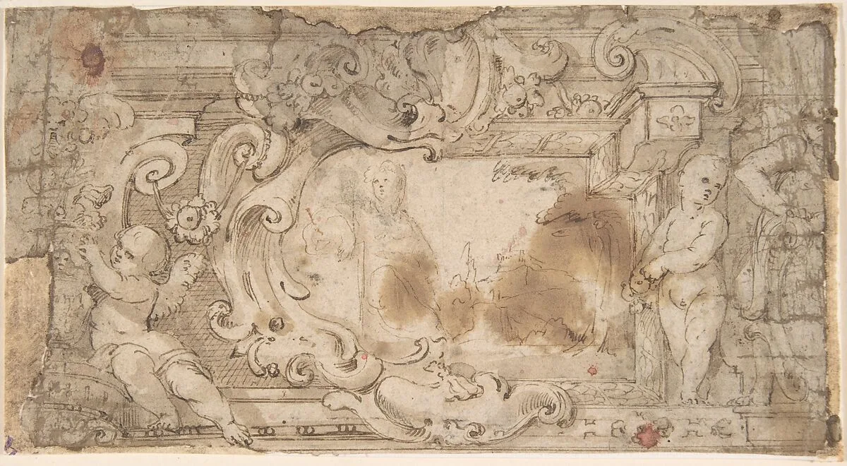 Design for a Cartouche with a Variant — Anonymous, Italian, 17th century