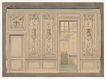 The Breakers: Room for Cornelius Vanderbilt II and family, design for wall panelling with window — Ogden Codman, Jr.|Ogden Codman, Jr.