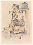 Girl at a Desk with an Open Book — Wyndham Lewis