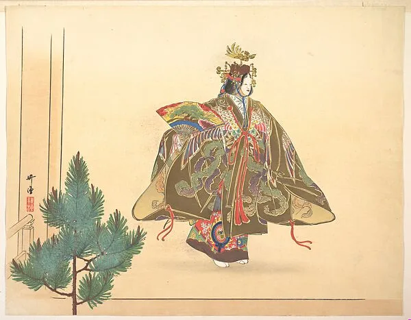 月岡耕漁画 能楽図絵|Noh Play Scene from the series Pictures of Noh Plays (Nōgaku zue) — Tsukioka Kōgyo