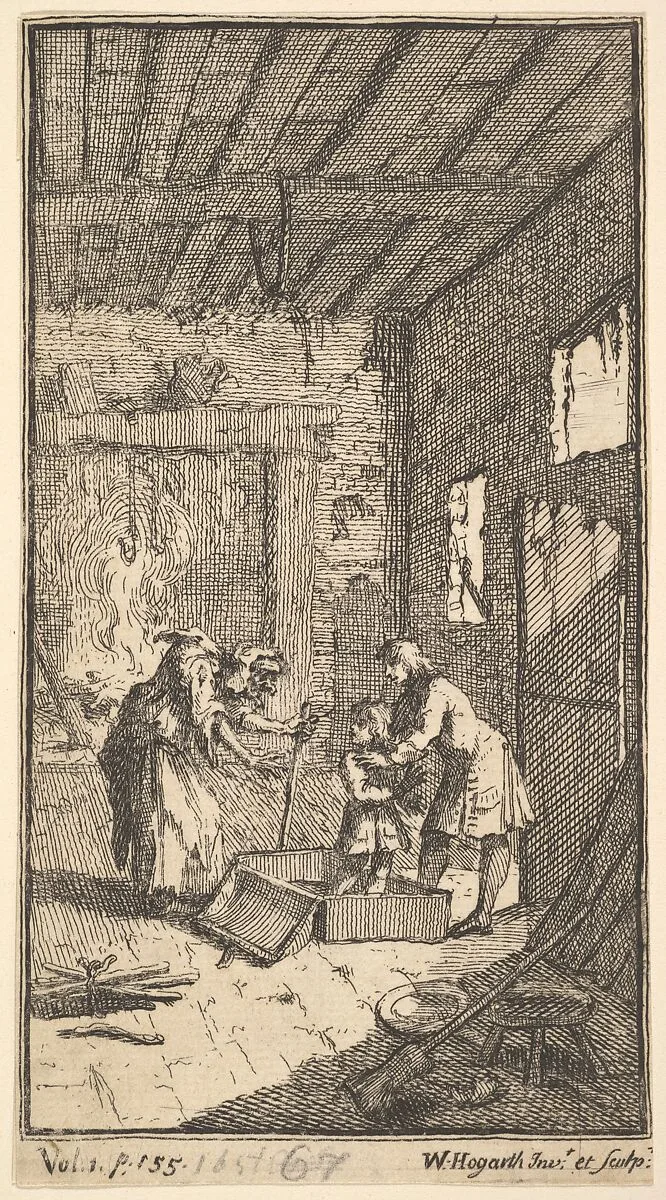 The New Metamorphosis, Plate 4: Invidiosa Releases Fantasio — William Hogarth|Charles Gildon|Lucius Madaurensis Apuleius