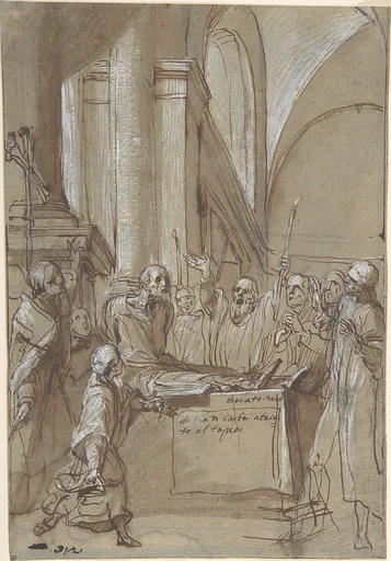 Raymond Diocrès Speaking During His Funeral (from the Life of Saint Bruno of Cologne)