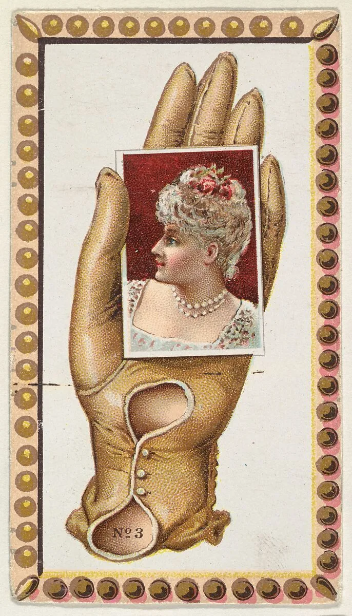 Card Number 3, cut-out from banner advertising the Opera Gloves series (G29) for Allen & Ginter Cigarettes — Allen & Ginter|American Tobacco Company