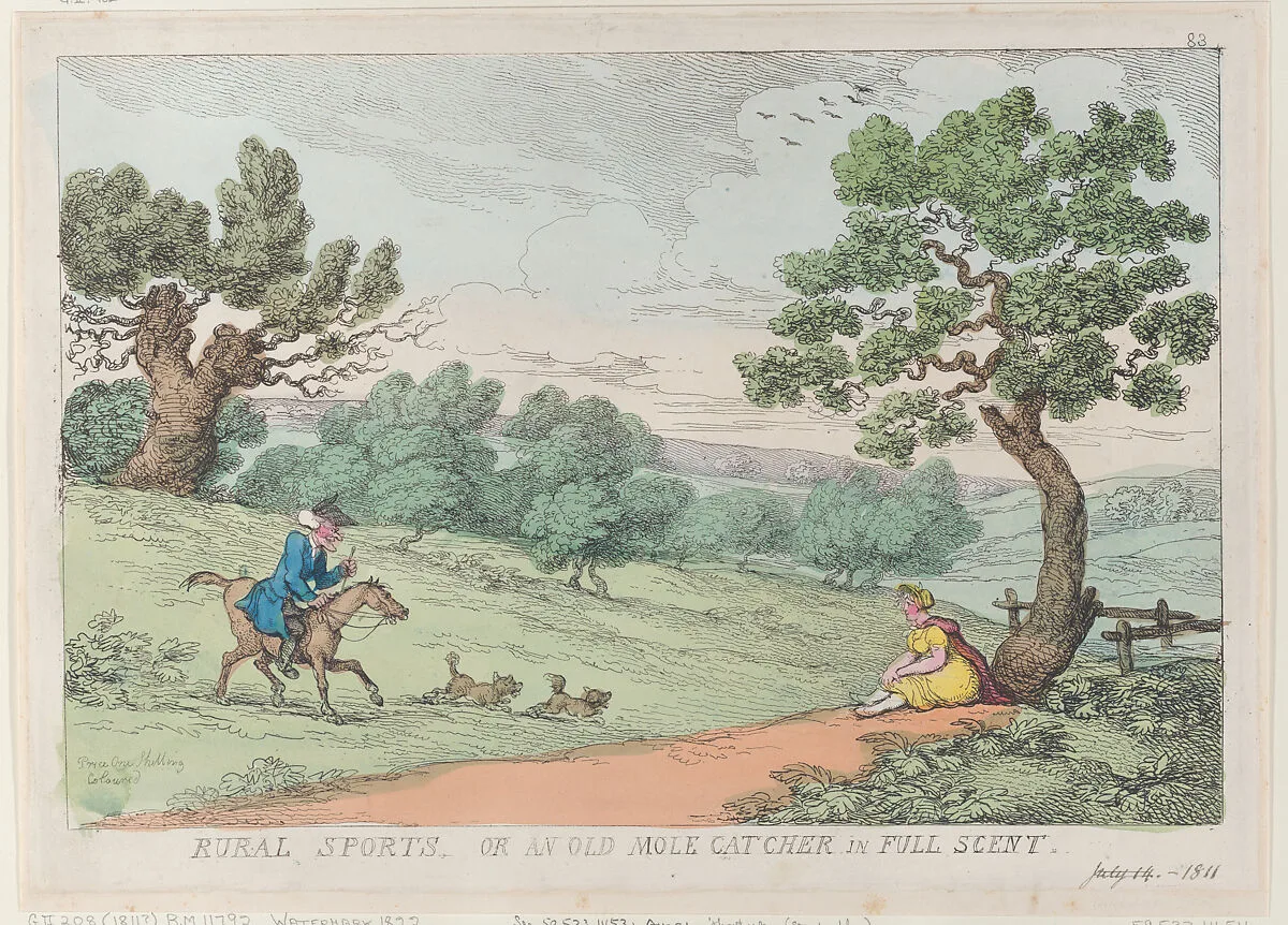 Rural Sports, or an Old Mole Catcher in Full Scent — Thomas Tegg|Thomas Rowlandson