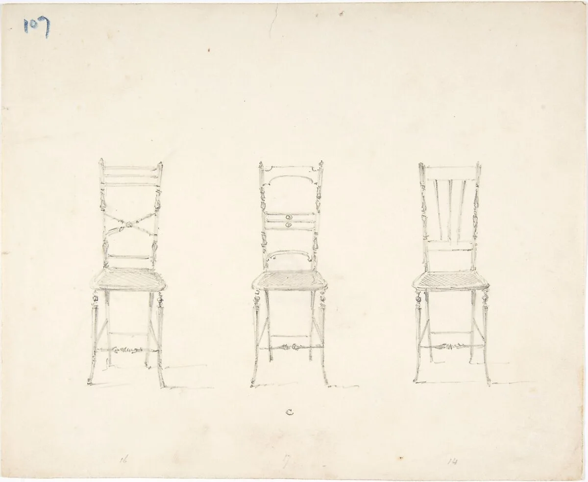 Design for Three Slender Chairs — Anonymous, British, 19th century