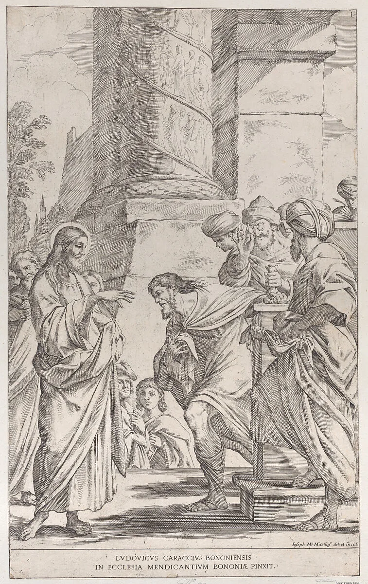 Plate 1: the Calling of Saint Matthew — Giuseppe Maria Mitelli|Ludovico Carracci|Gioseffo Longhi