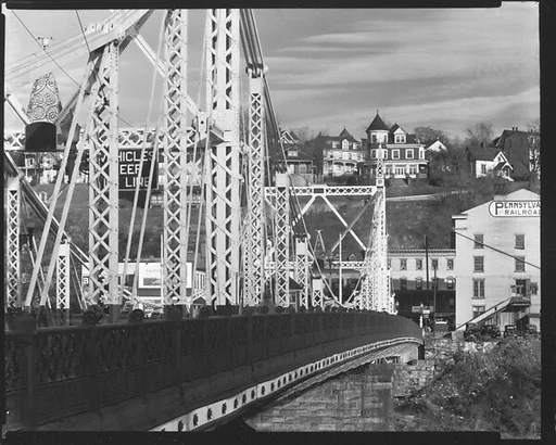 [Bridge Trussing and Houses on Hillside From Easton, Pennsylvania, Phillipsburg, New Jersey]