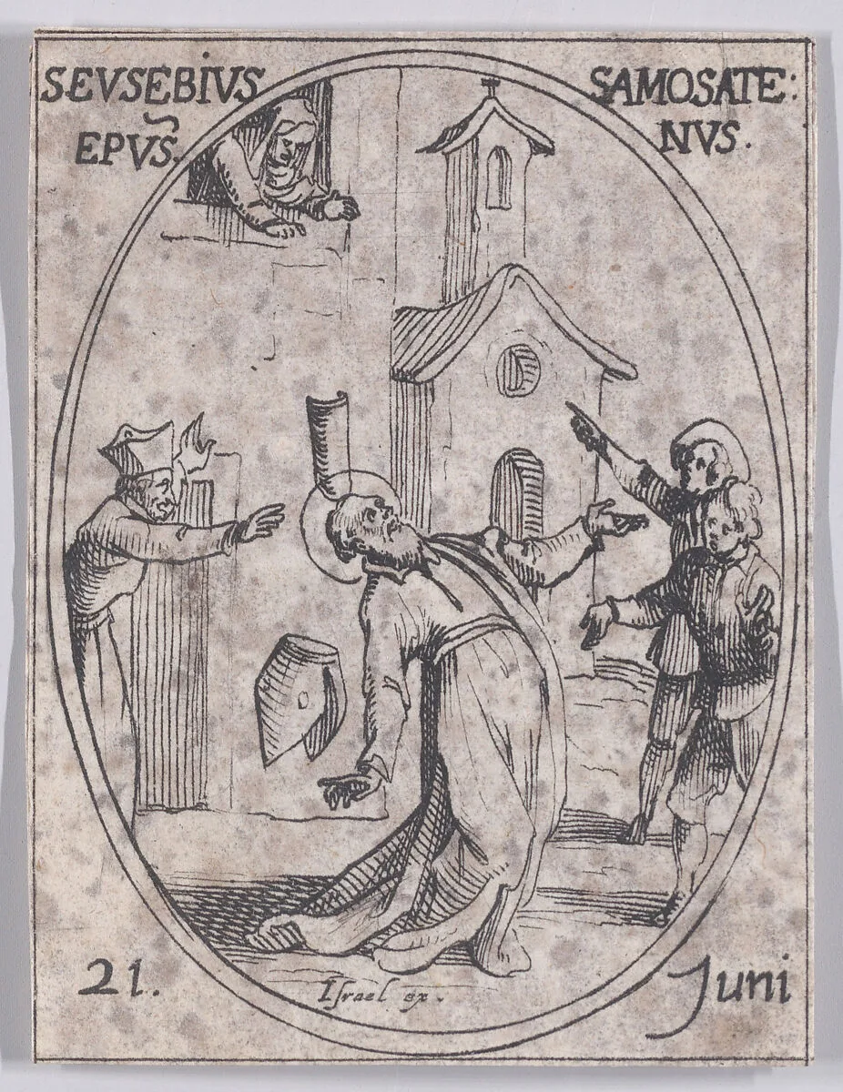 S. Eusèbe, évêque de Samosate (St. Eusebius, Bishop of Samosata), June 21st, from "Les Images De Tous Les Saincts et Saintes de L'Année" (Images of All of the Saints and Religious Events of the Year) — Israël Henriet|Jacques Callot