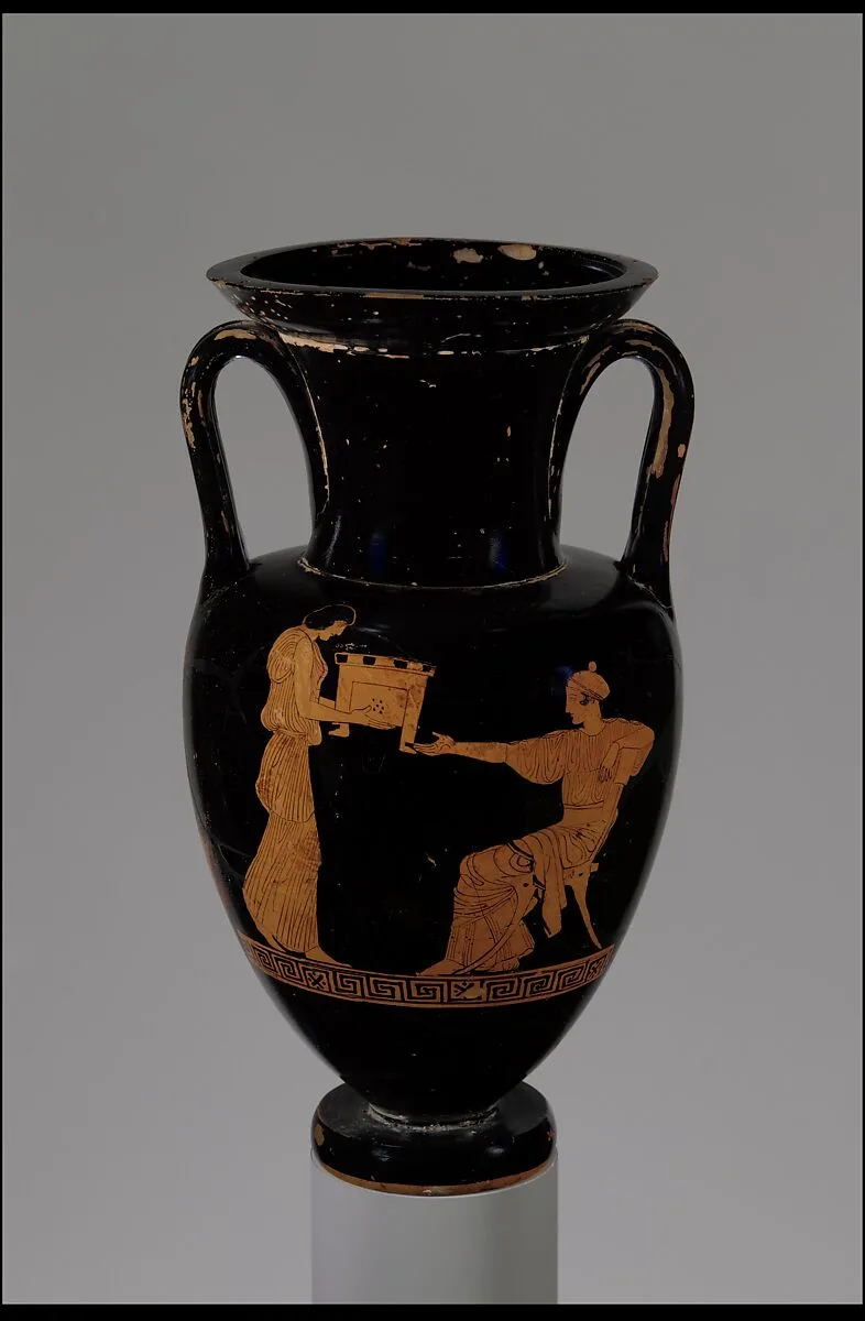 Terracotta Nolan neck-amphora (jar) — Painter of London E 317