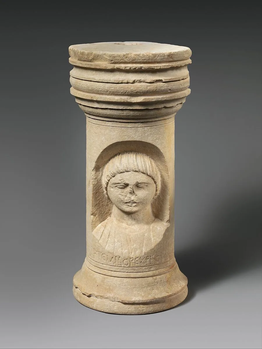 Limestone funerary cippus (tomb marker) — Unknown