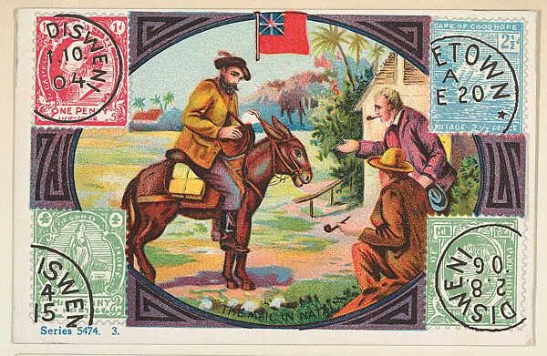 The Mail in , bakery card from the Stamps and Mail Carriers of All Nations series (D73), issued by the Rochester Baking Company — Rochester Baking Company