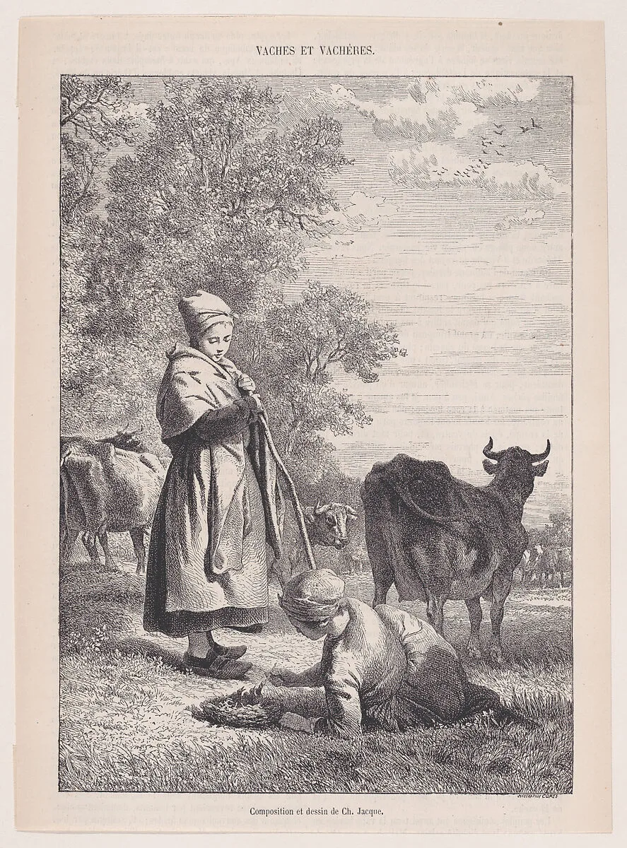 Cows and Cowherds, from "Le Magasin Pittoresque" — Charles Jacque