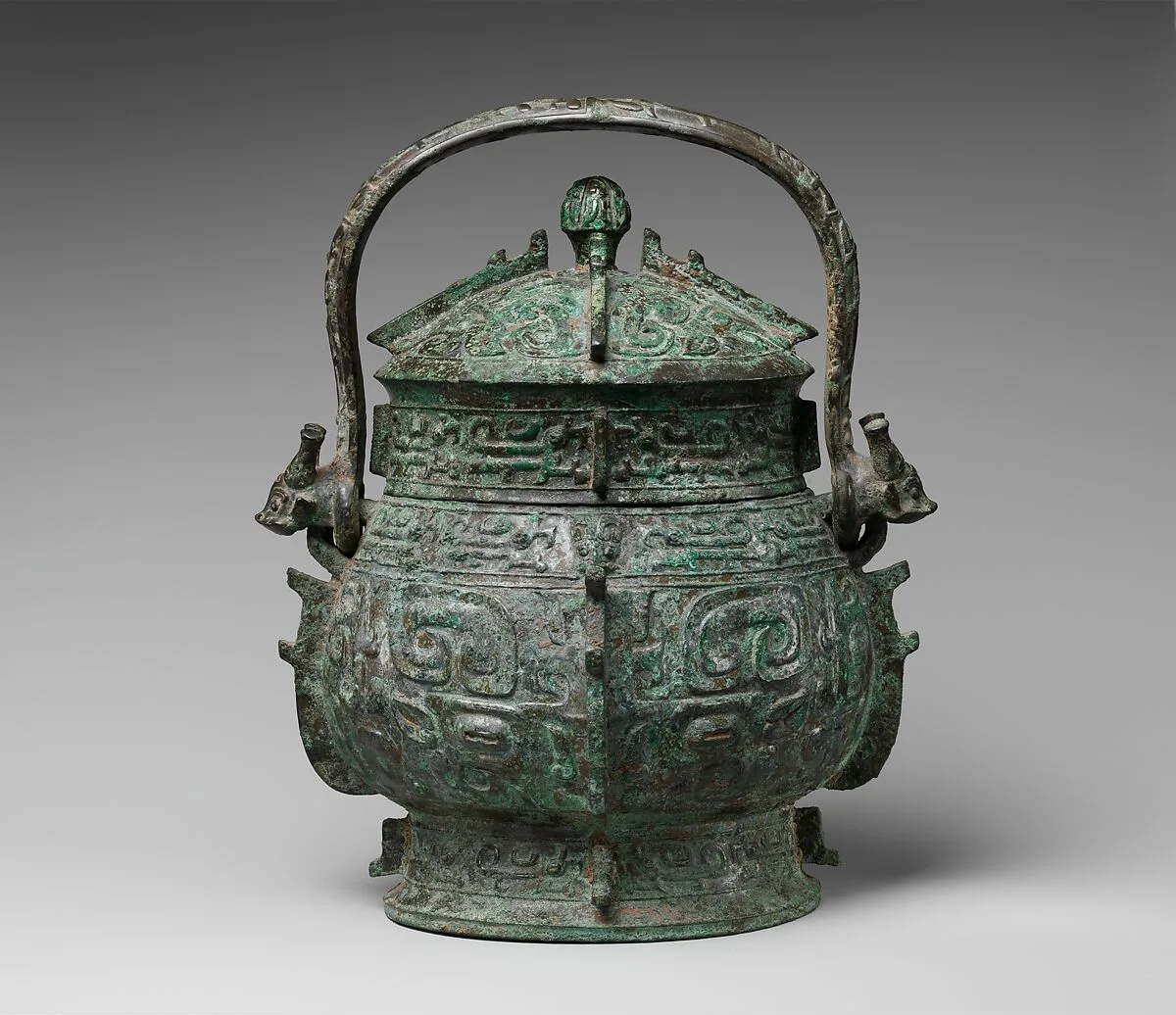 西周 青銅提梁卣|Wine container with handle (you) — Unknown