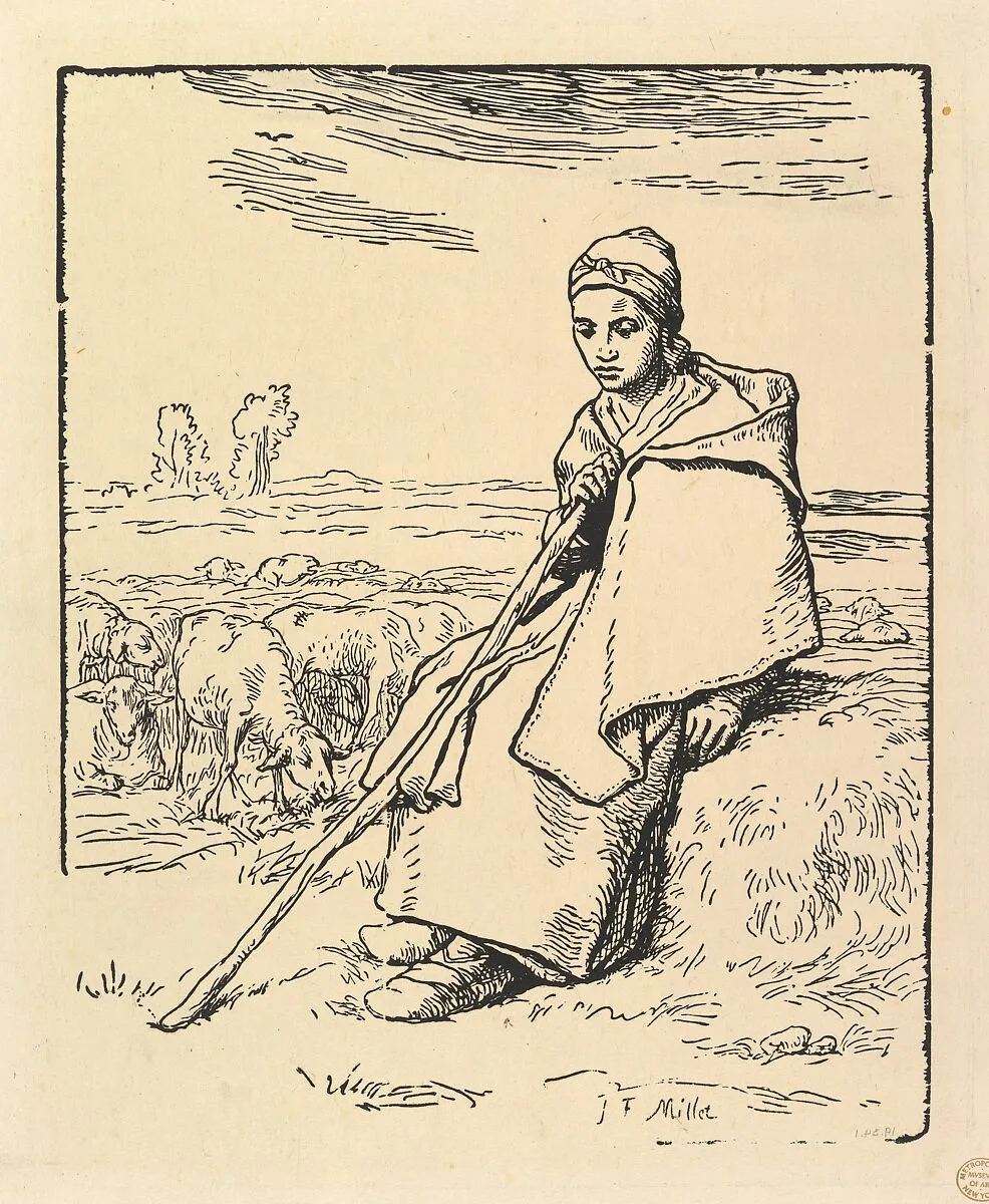Seated Shepherdess — Jean-François Millet|Jean-Baptiste Millet