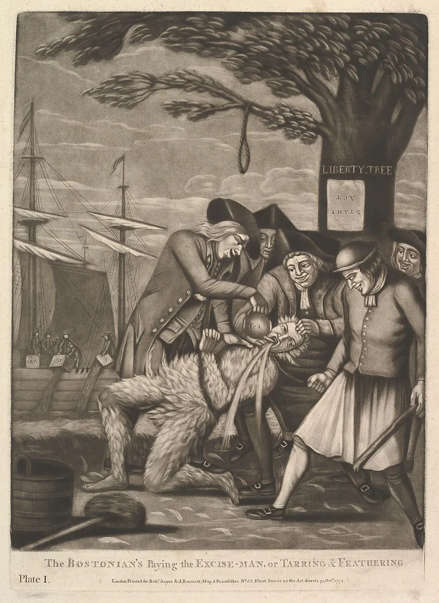 The Bostonians Paying the Excise-Man, or Tarring & Feathering — R. Sayer and J. Bennett|Philip Dawe
