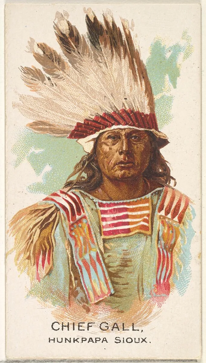 Chief Gall, Hunkpapa Sioux, from the American Indian Chiefs series (N2) for Allen & Ginter Cigarettes Brands — Allen & Ginter
