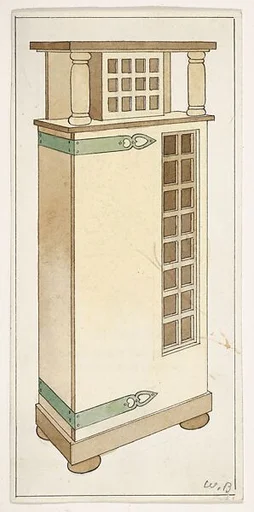 Wooden Cupboard with Green Hinges for The Living Room and the Hall (Bradley House, "Ladies' Home Journal," XIX, March 1902)