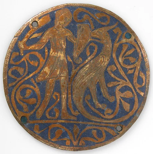 Medallion with Man Fighting Basilisk
