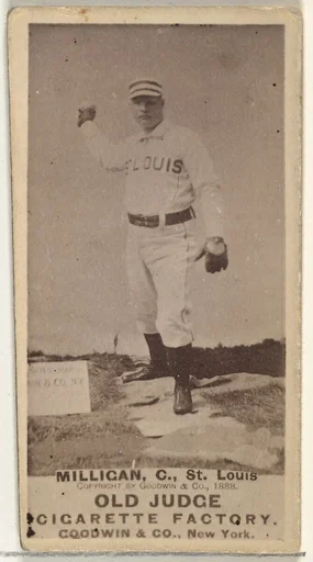 Jocko Milligan, Catcher, St. Louis Browns, from the Old Judge series (N172) for Old Judge Cigarettes