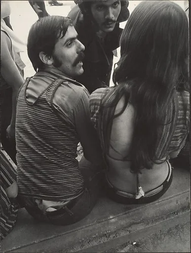 [Street Scene: Two Mustachioed Men Conversing with a Woman, New York City]