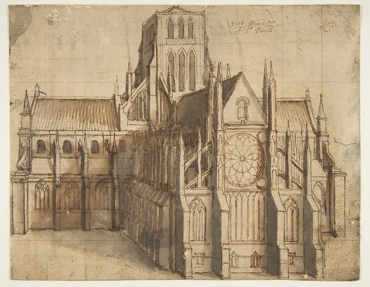 Old St. Paul's Cathedral, London, seen from the East — Wenceslaus Hollar