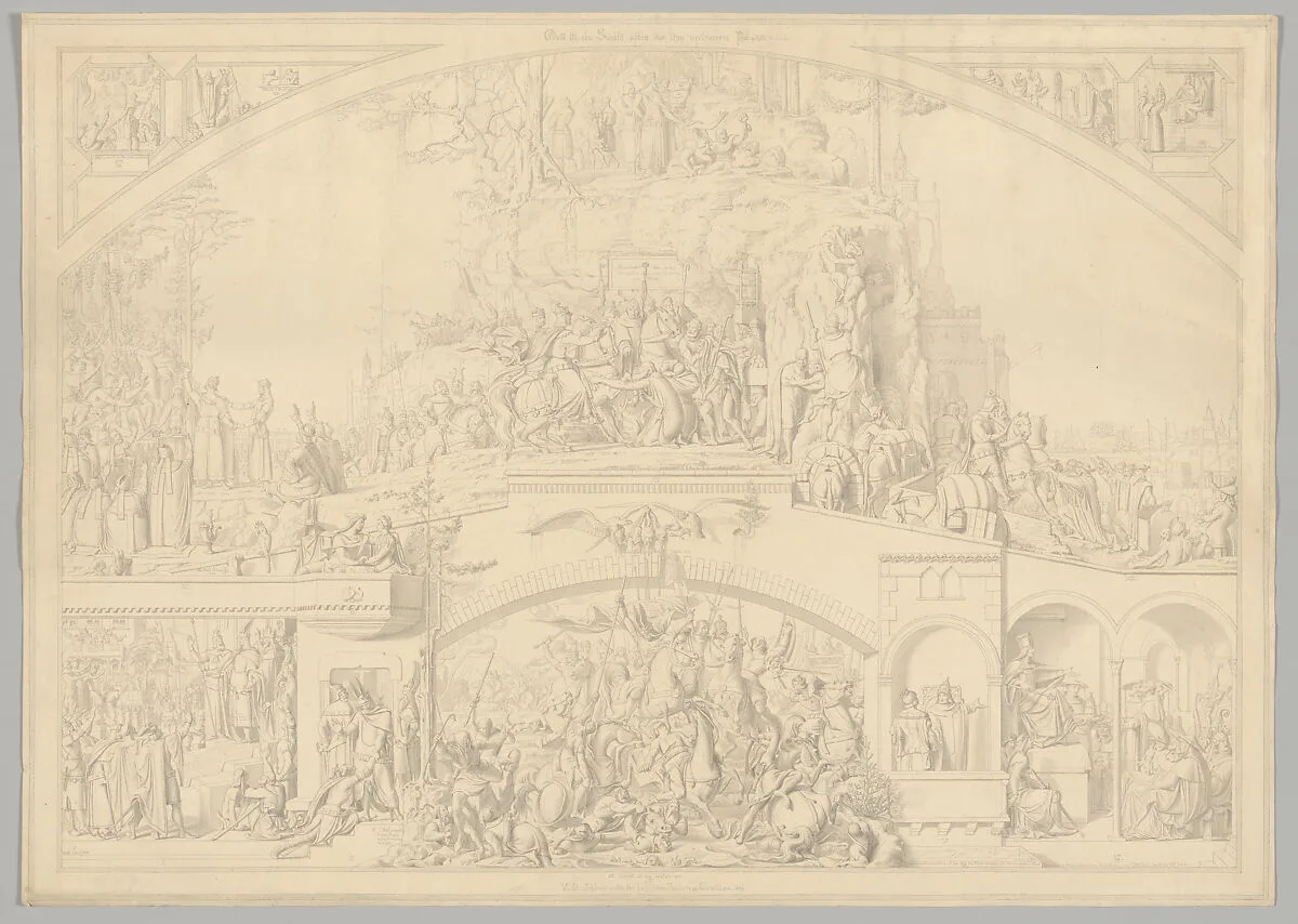 Preparatory Drawing for a Print Series on the History of Germany (Die Geschichte des deutschen Volkes in fünfzehn Bildern) — Carl Heinrich Hermann