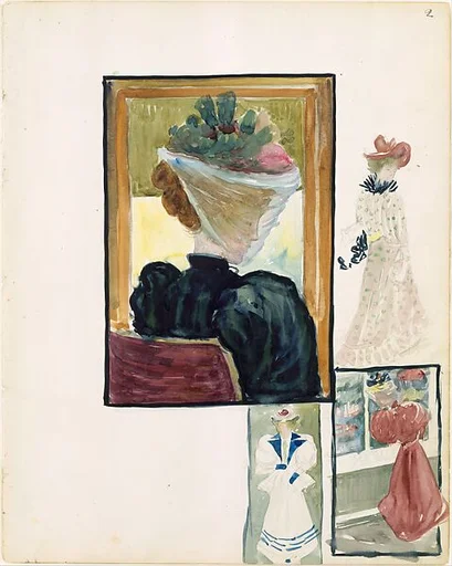 Large Boston Public Garden Sketchbook: Four vignettes of fashionably dressed women
