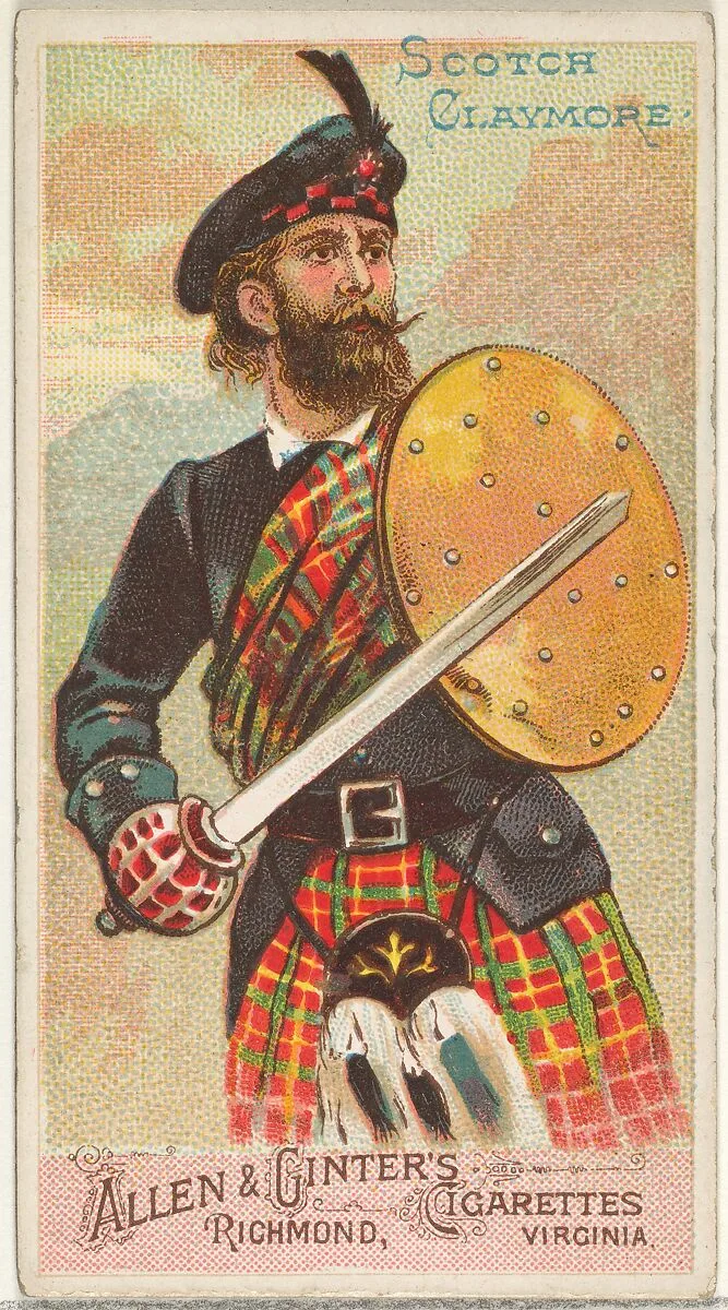 Scotch Claymore, from the Arms of All Nations series (N3) for Allen & Ginter Cigarettes Brands — Allen & Ginter