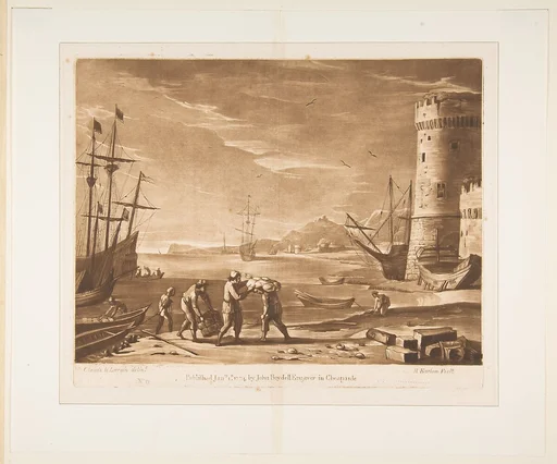 Seaport with Sailors Loading Merchandise