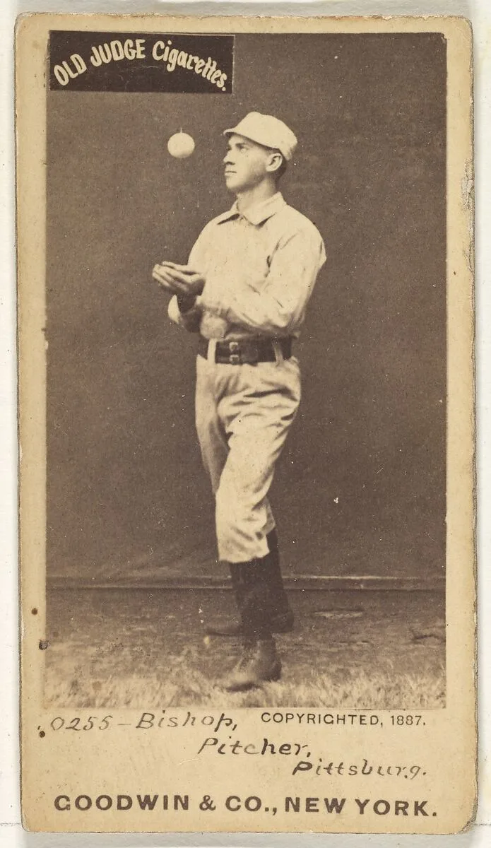 William "Bill" Robinson Bishop, Pitcher, Pittsburgh, from the Old Judge series (N172) for Old Judge Cigarettes — Goodwin & Company