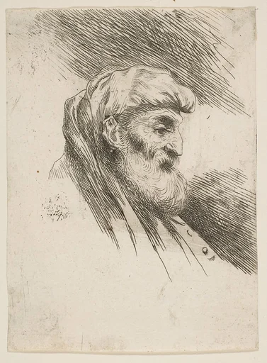 Head of an old bearded man facing right, from "Small Heads in Oriental Headdress"