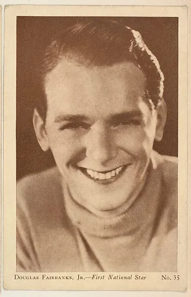 Douglas Fairbanks, Jr., No. 35, bakery card from the Film Stars series (D32), issued by the Drake Brothers Bakery — Drake Brothers Bakery