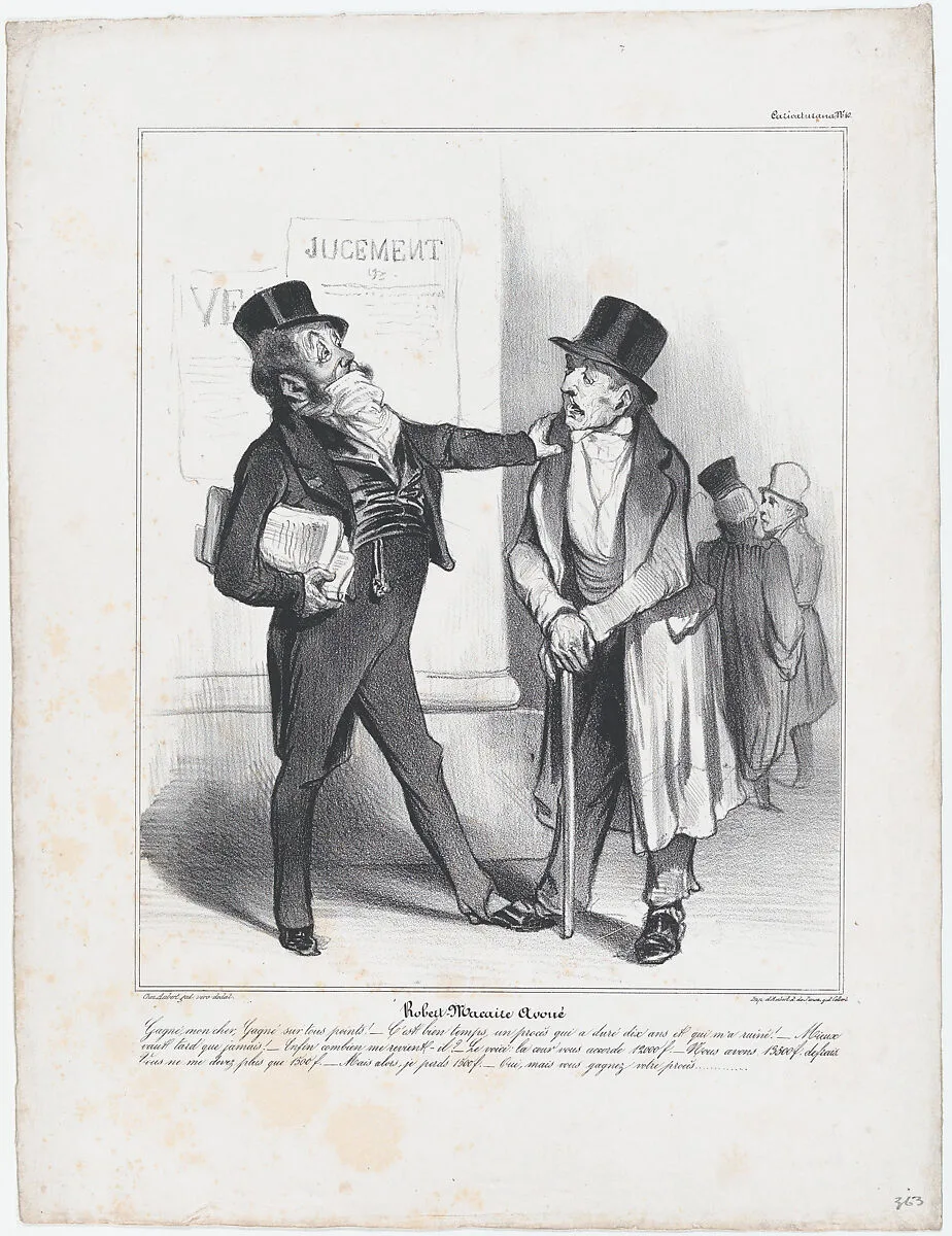Plate 10: Robert Macaire, solicitor, from 'Caricaturana,' published in Les Robert Macaires — Junca|Aubert et Cie|Aubert et Cie|Charles Philipon|Honoré Daumier
