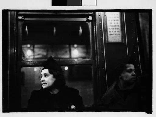 [Two 35mm Film Frames: Subway Passengers, New York City: Two Women]