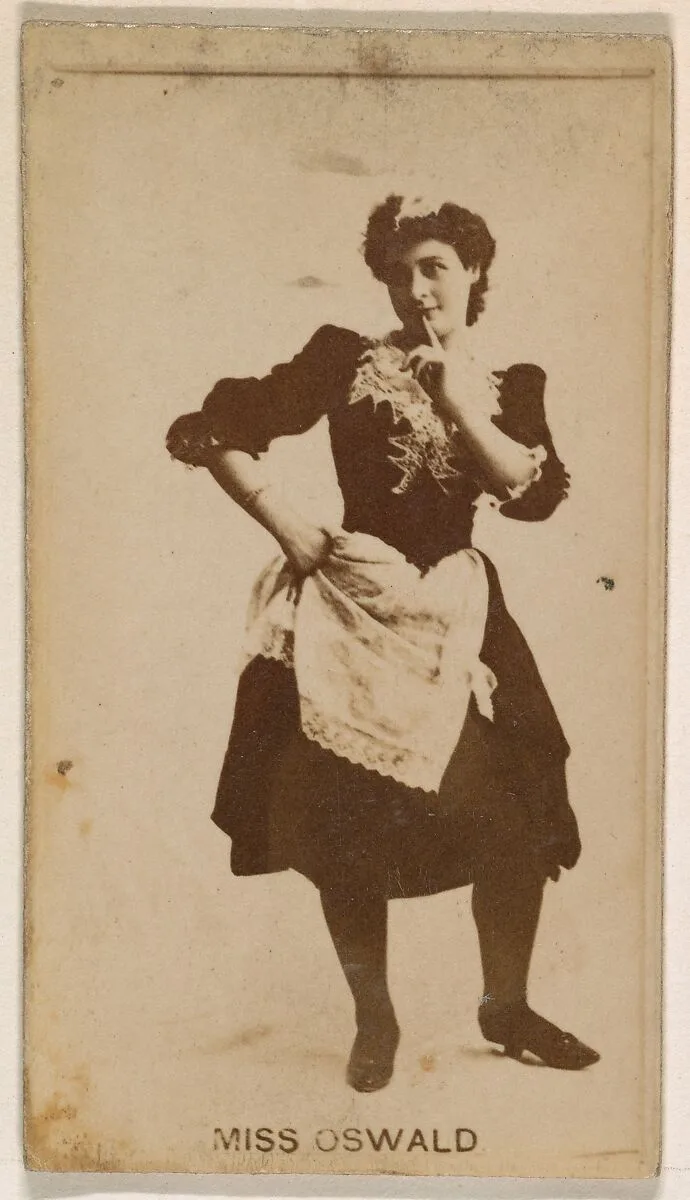 Miss Oswald, from the Actresses series (N245) issued by Kinney Brothers to promote Sweet Caporal Cigarettes — Kinney Brothers Tobacco Company