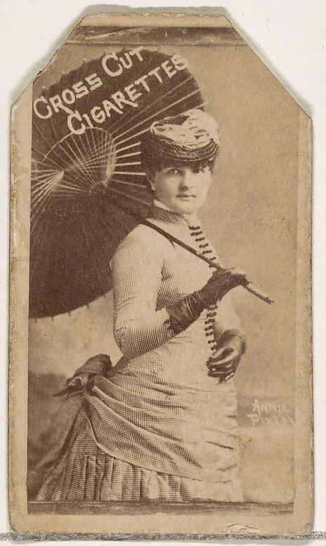 Annie Pixley, from the Actors and Actresses series (N145-1) issued by Duke Sons & Co. to promote Cross Cut Cigarettes — W. Duke, Sons & Co.