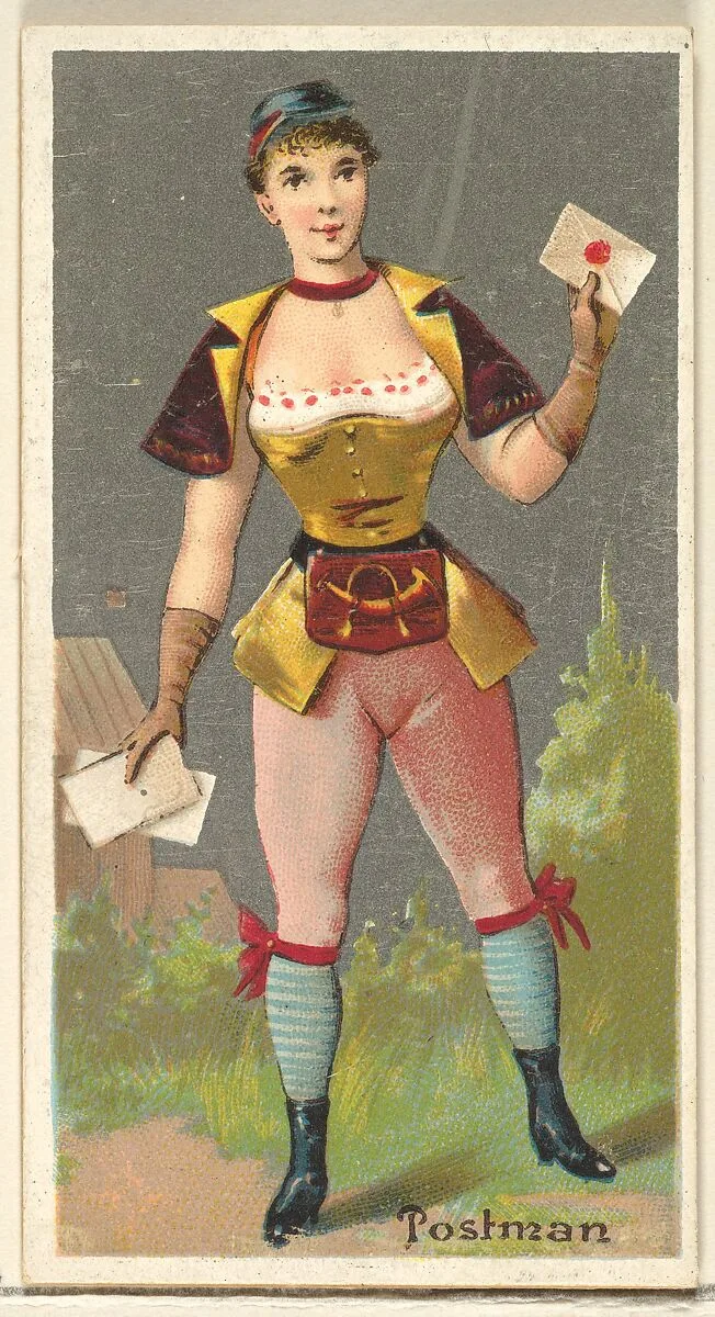 Postman, from the Occupations for Women series (N166) for Old Judge and Dogs Head Cigarettes — Goodwin & Company
