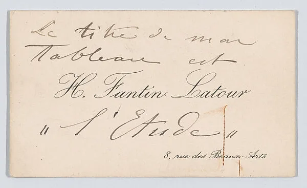Henri Fantin-Latour, calling card — Anonymous|Henri Fantin-Latour