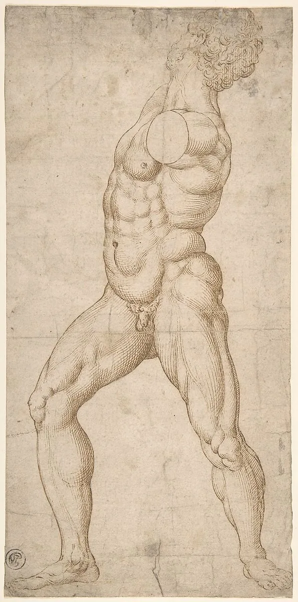 Study of a Standing Male Nude — Anonymous, Netherlandish, 16th century