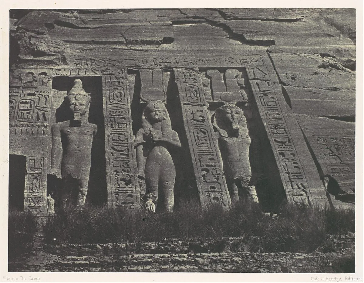 Nubie. Ibsamboul. Partie septentrionale du Spéos d'Hathor — Maxime Du Camp|Imprimerie photographique de Blanquart-Évrard, à Lille