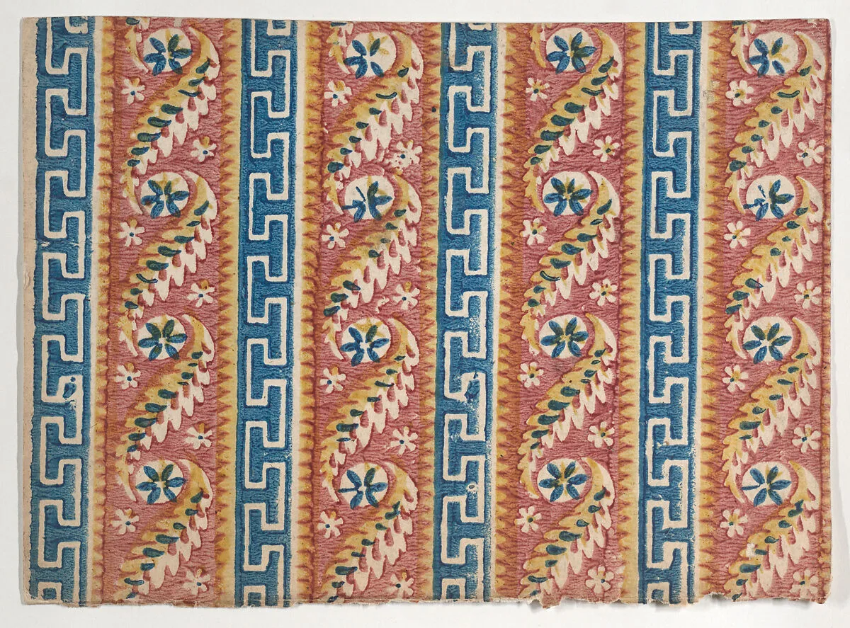 Sheet with Greek key and paisley pattern — Anonymous
