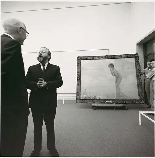 [Henry Geldzhaler in Gallery with September Morn]
