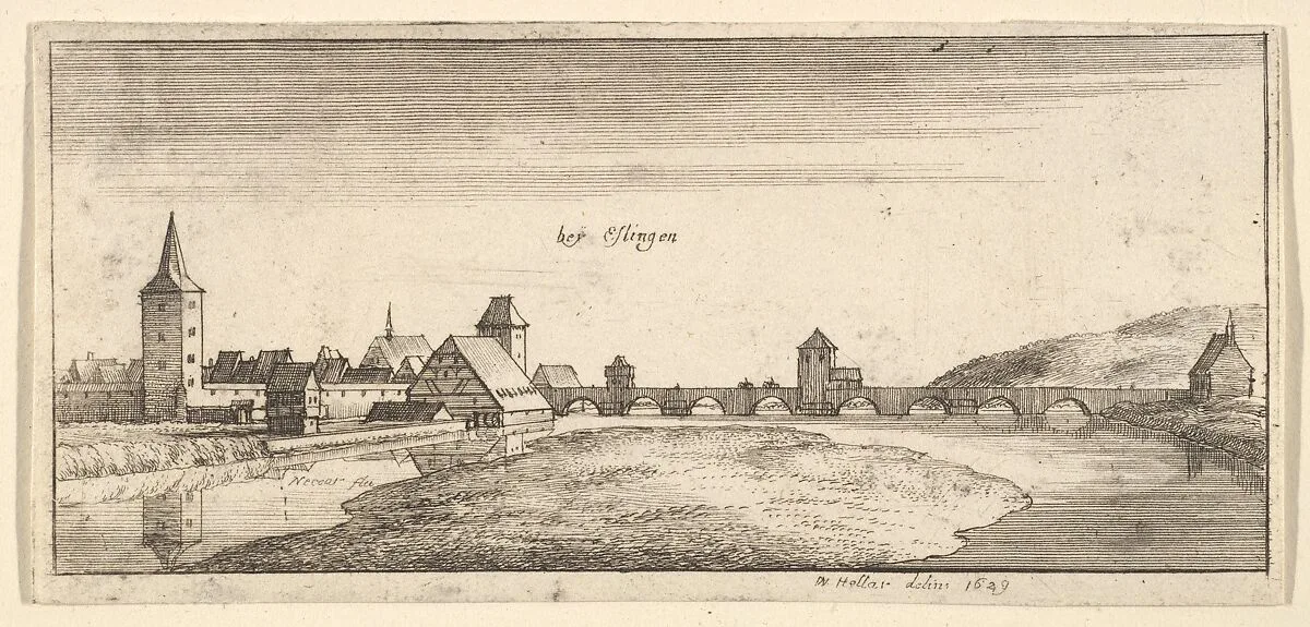 Esslingen, from "German Views" — Wenceslaus Hollar