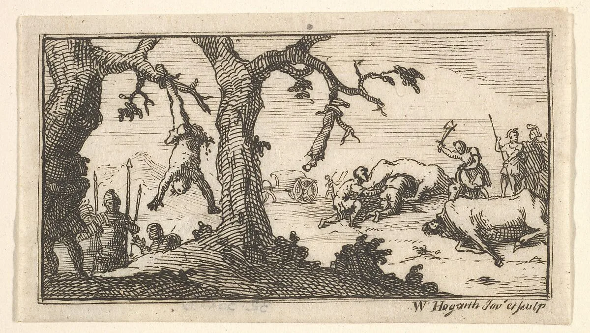 Dismemberment, etc. (John Beaver, Roman Military Punishments, 1725) — William Hogarth|John Beaver