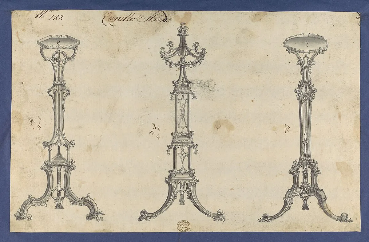 Candle Stands, in Chippendale Drawings, Vol. I — Thomas Chippendale