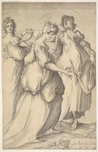 Three Haloed Female Figures