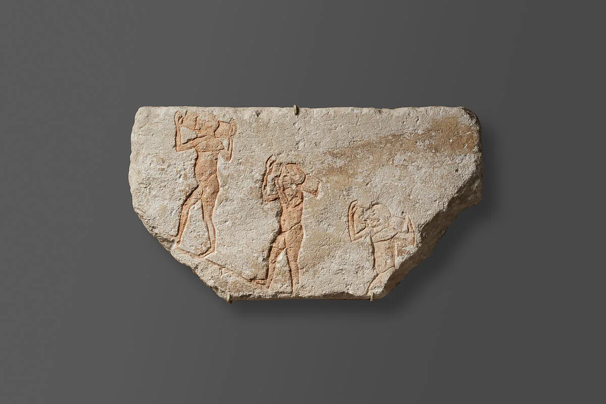 Relief with three men on a ramp — Unknown